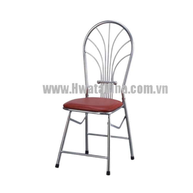 Ghế dựa inox xếp Hwata 7 sóng mặt nệm simili GX21